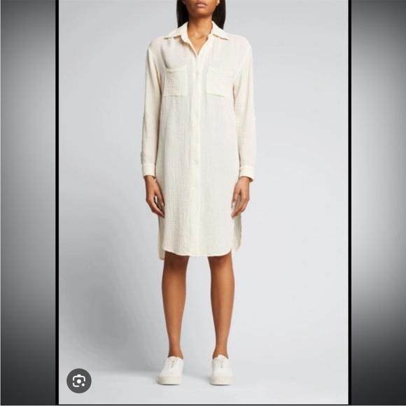 Monrow Dresses & Skirts - Monrow Cotton Gauze Shirt Dress- Color Buttercream- Size S
